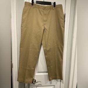 L.L. Bean Size 38x30 Classic Dark Tan Khaki Cotton Flat Front Chino Pants